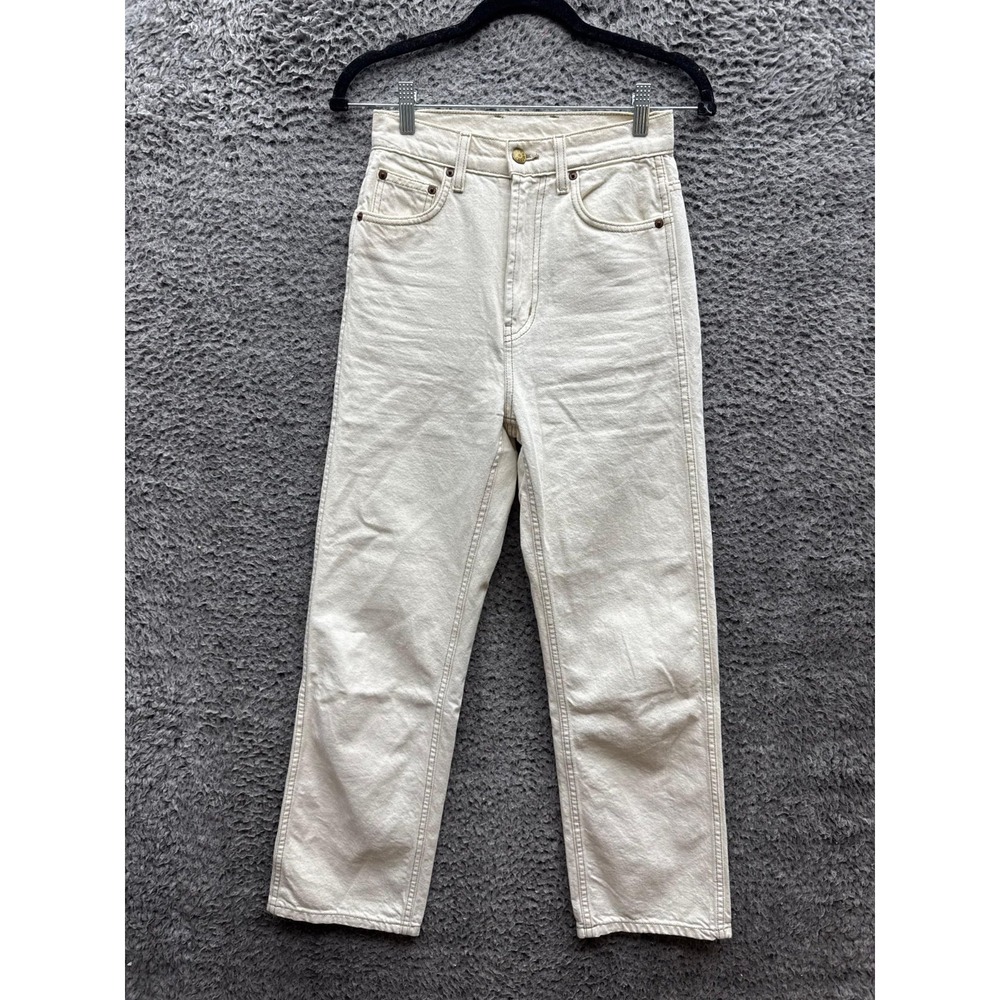 B Sides Plein High Rise Relaxed Straight Denim Jean Tile White Womens Size 24